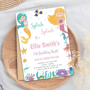 Customisable Under the Sea Blonde Mermaid Invitation