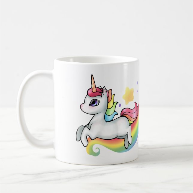 Customisable Unicorn and Rainbow Mug (Left)