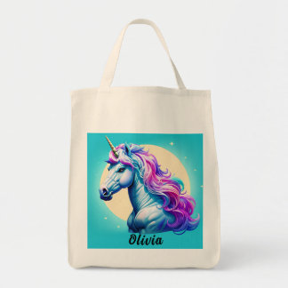 Customisable Unicorn Moonlight: Your Name in Stars Tote Bag