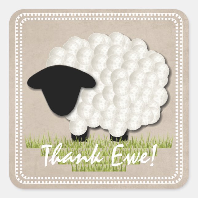Customisable Unisex Little Lamb Thank You Stickers (Front)