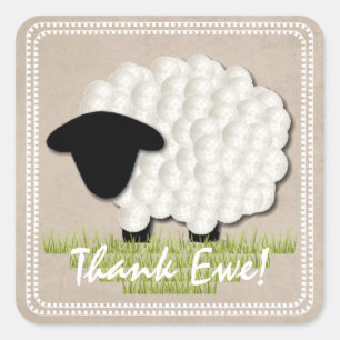 Customisable Unisex Little Lamb Thank You Stickers