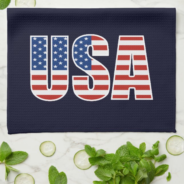 Customisable USA American Flag Tea Towel (Folded)