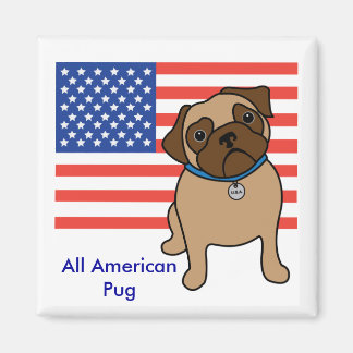 Customisable USA Flag Pug Magnets