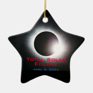 Customisable USA Total solar eclipse  2024 Ceramic Tree Decoration