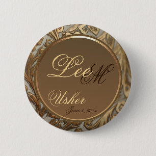 Customisable Usher Elegant Keepsake Button