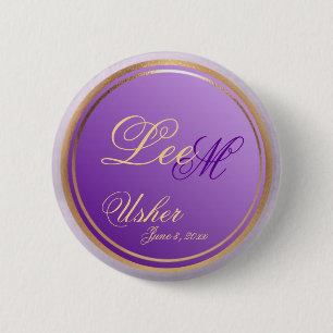 Customisable Usher Elegant Purple Keepsake Button