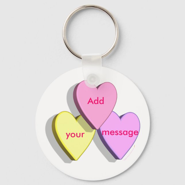 Customisable Valentine Candy Hearts Look Custom Key Ring (Front)