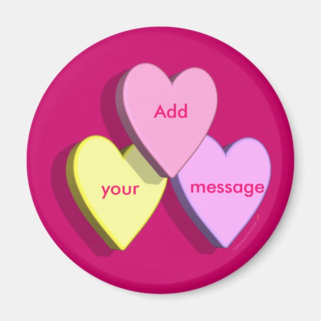 Customisable Valentine Candy Hearts Look Custom Magnet (Front)