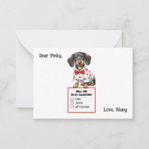 Customisable Valentine Note Card with Dachshund