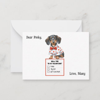 Customisable Valentine Note Card with Dachshund