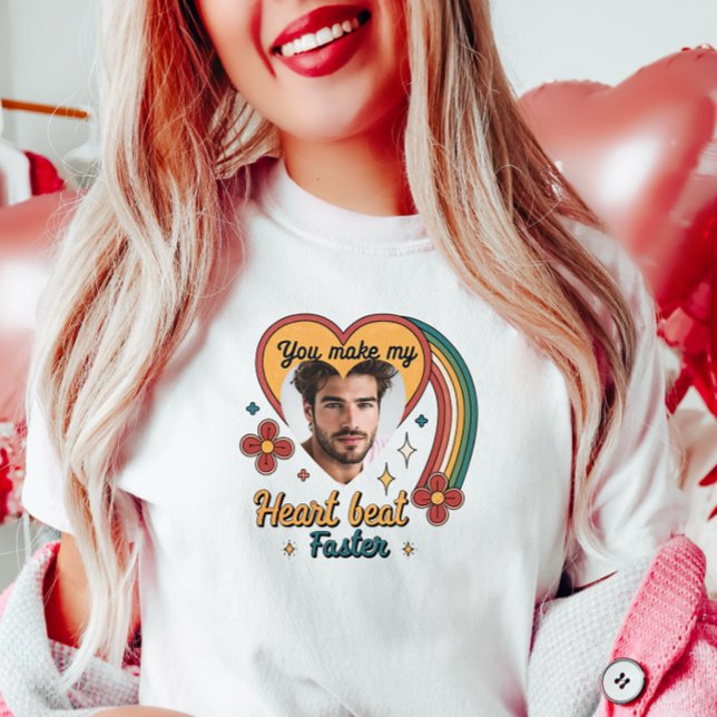 Customisable Valentine  Retro Heartbeat, Custom  T-Shirt (Creator Uploaded)