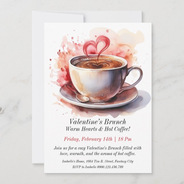 Customisable Valentine’s Brunch – Warm Hearts Invitation (Front)