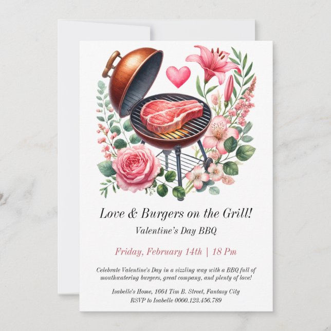 Customisable Valentine’s Day BBQ Invitation (Front)