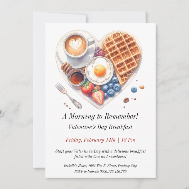 Customisable Valentine’s Day Breakfast Invitation (Front)