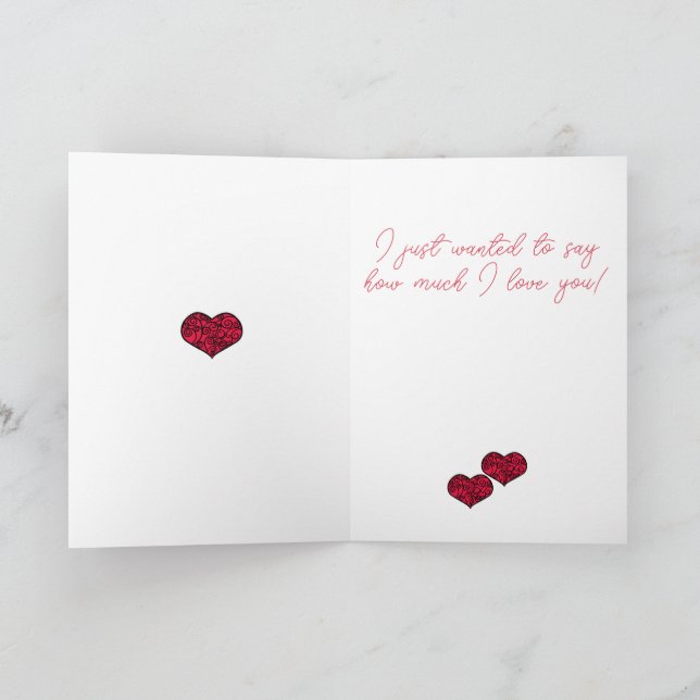 Customisable Valentine with teddy and flower Card (Inside)