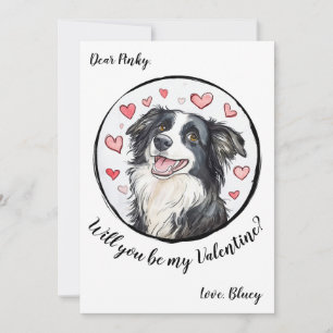Customisable Valentine's Day card Border Collie
