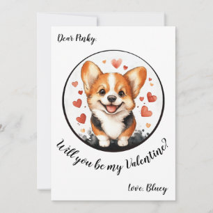 Customisable Valentine's Day card Corgi