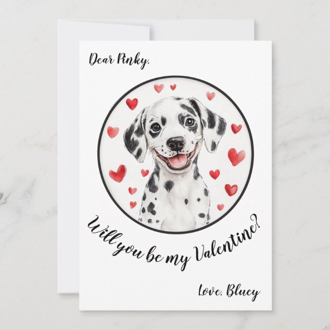 Customisable Valentine's Day card Dalmatian (Front)