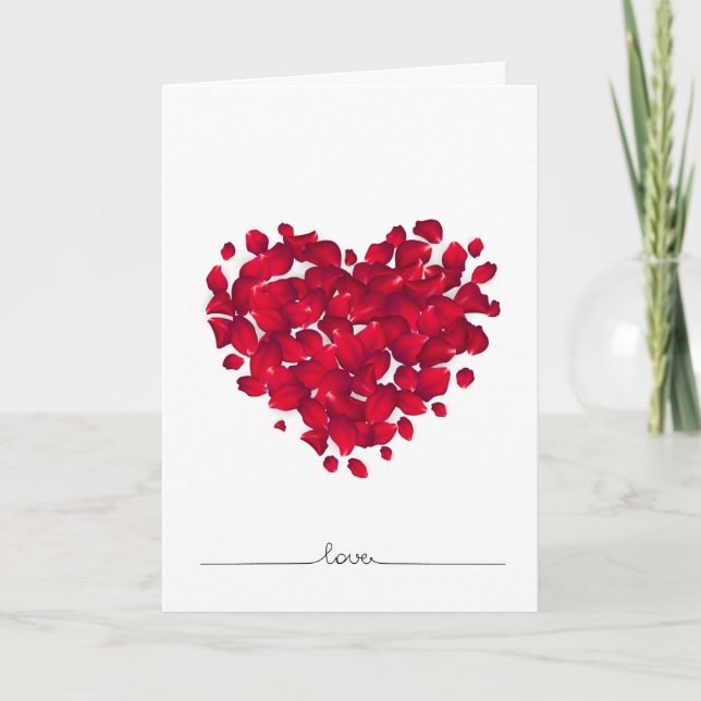 Customisable Valentine's Day Card, heart roses Card (Front)