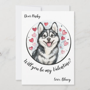 Customisable Valentine's Day card Husky
