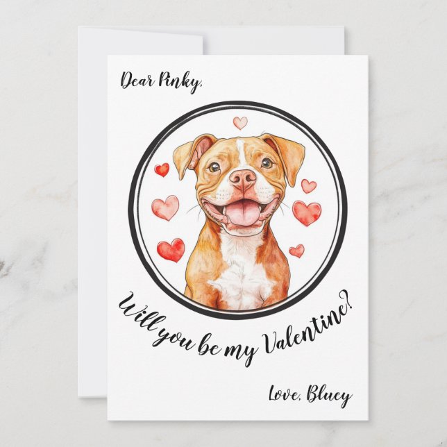 Customisable Valentine's Day card Pittbull (Front)