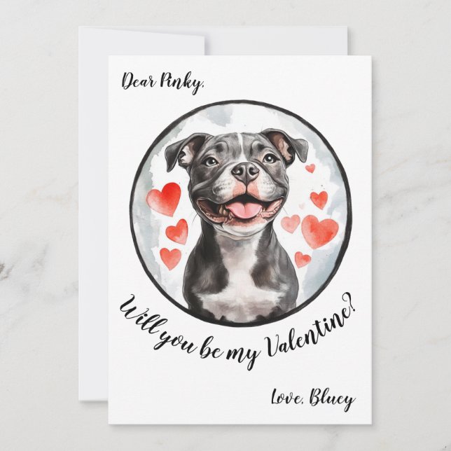Customisable Valentine's Day card Pittbull (Front)