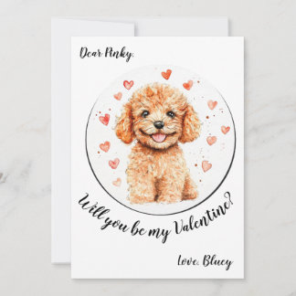 Customisable Valentine's Day card Poodle