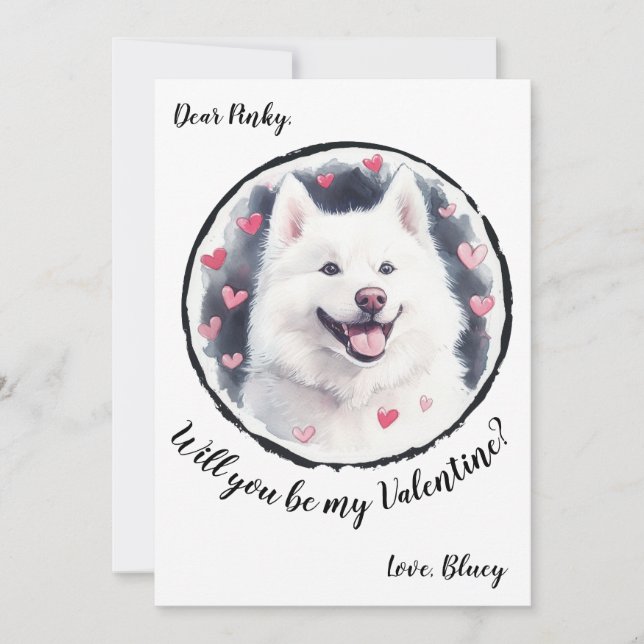 Customisable Valentine's Day card Samoyed (Front)