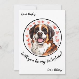 Customisable Valentine's Day card St Bernard