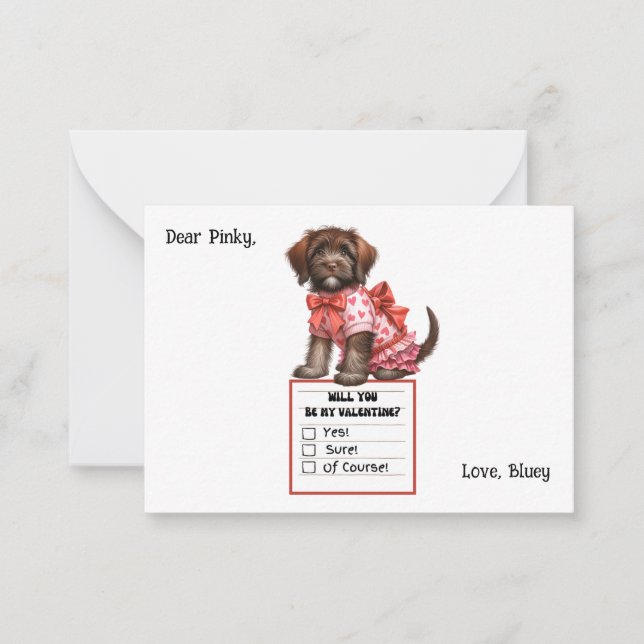 Customisable Valentine's Day Card with Brown Puppy (Front)