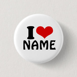 Customisable Valentines Day I love Heart Custom 3 Cm Round Badge