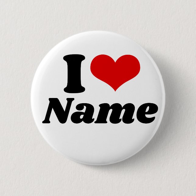 Customisable Valentines Day I love Heart Custom 6 Cm Round Badge (Front)