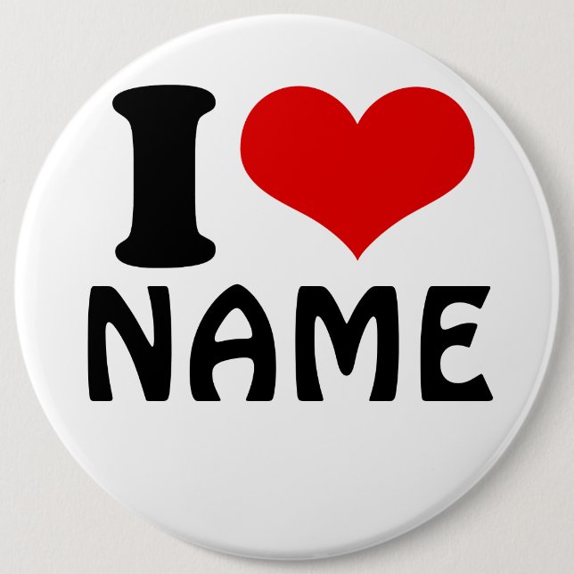 Customisable Valentines Day I love Heart Custom 6 Cm Round Badge (Front)