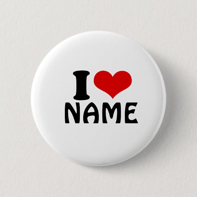 Customisable Valentines Day I love Heart Custom 6 Cm Round Badge (Front)