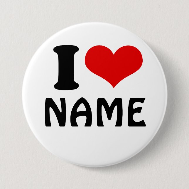 Customisable Valentines Day I love Heart Custom 7.5 Cm Round Badge (Front)