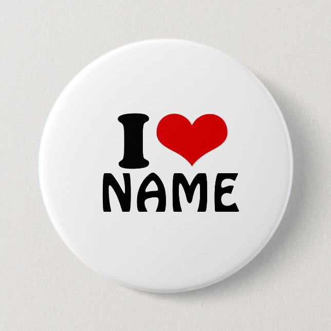 Customisable Valentines Day I love Heart Custom 7.5 Cm Round Badge (Front)