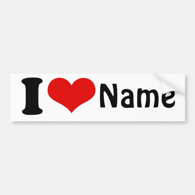 Customisable Valentines Day I love Heart Custom Bumper Sticker (Front)