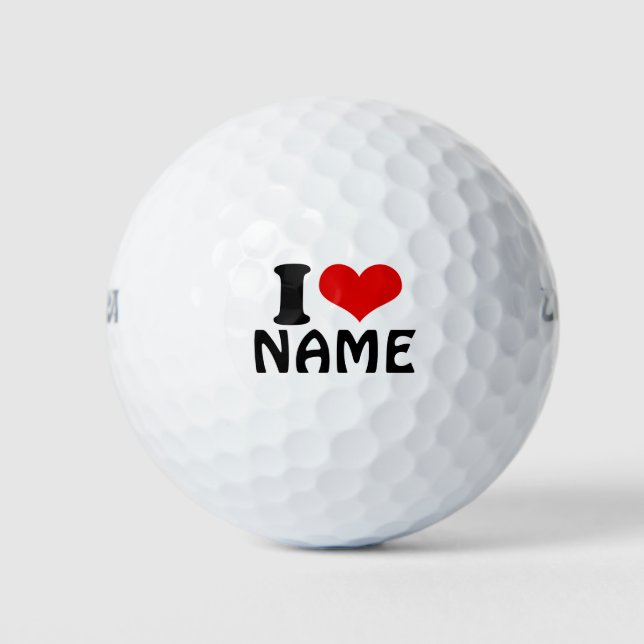 Customisable Valentines Day I love Heart Custom Golf Balls (Front)