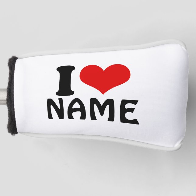 Customisable Valentines Day I love Heart Custom Golf Head Cover (Front)