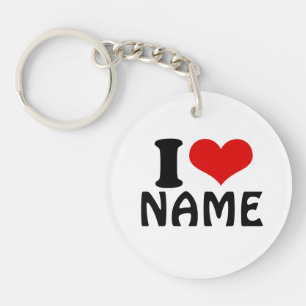 Customisable Valentines Day I love Heart Custom Key Ring