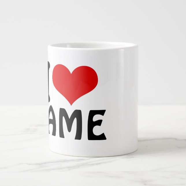 Customisable Valentines Day I love Heart Custom Large Coffee Mug (Front)