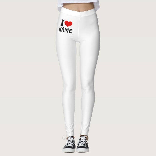 Customisable Valentines Day I love Heart Custom Leggings (Front)
