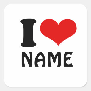 Customisable Valentines Day I love Heart Custom Square Sticker