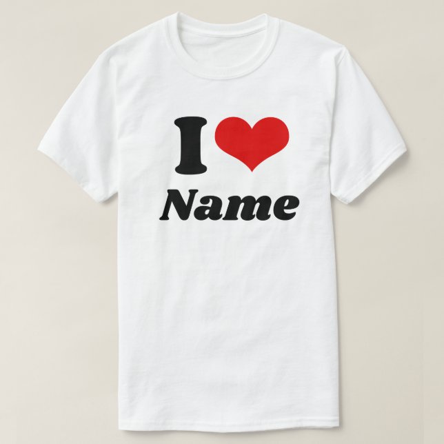Customisable Valentines Day I love Heart Custom T-Shirt (Design Front)