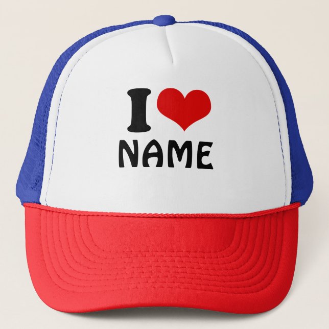 Customisable Valentines Day I love Heart Custom Trucker Hat (Front)