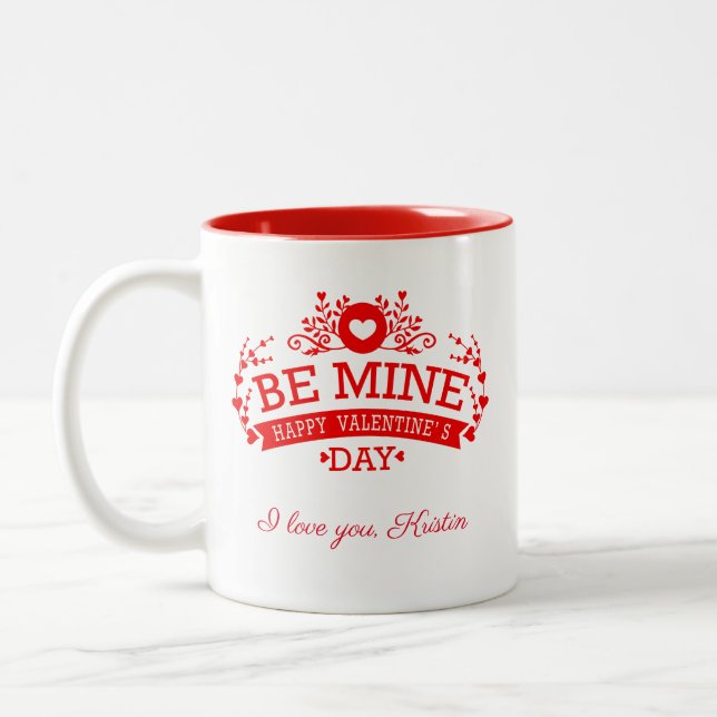 Customisable Valentine's Day I Love You Two-Tone Coffee Mug (Left)
