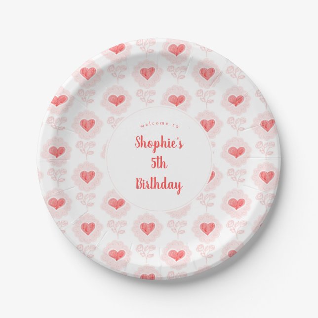 Customisable Valentine's Day Party Paper Plate (Front)