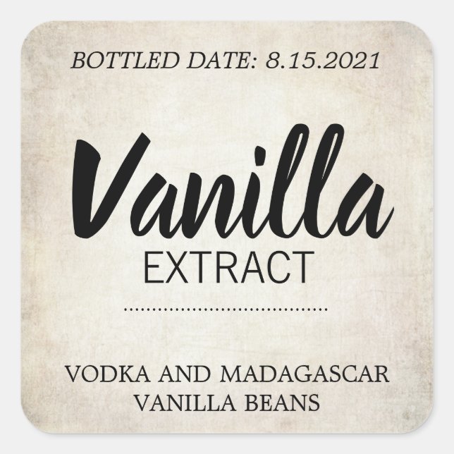 Customisable Vanilla Extract Label BL_03sqbk (Front)