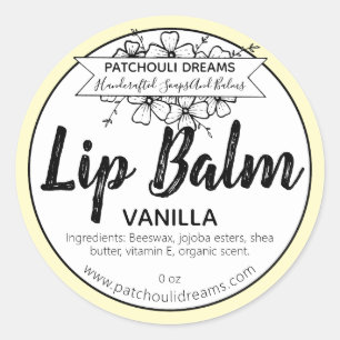 Customisable Vanilla Lip Balm Label Handmade