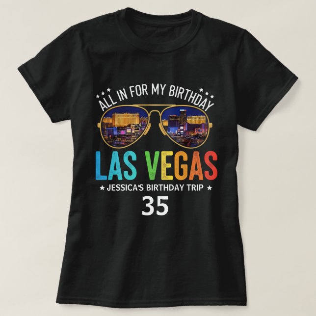 Customisable Vegas Birthday Group Trip Shirt  (Design Front)